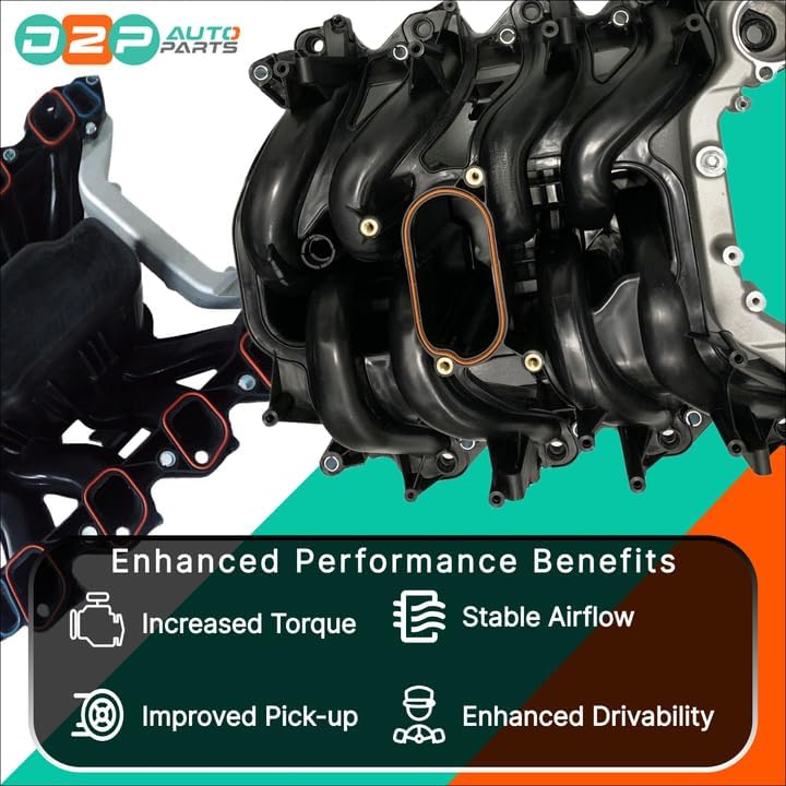 D2P Upper Intake Manifold With Gaskets Replacement | Compatible With 04-16 Ford Super Duty E350, 04-14 E150, E250, E450 | 5C2Z9424AA