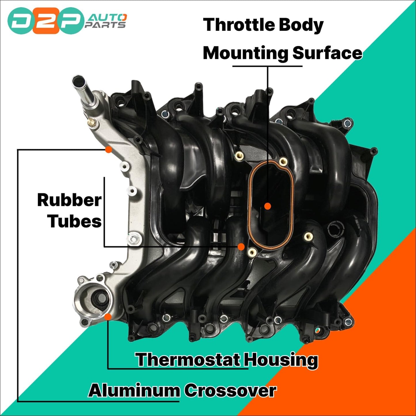 D2P Upper Intake Manifold With Gaskets Replacement | Compatible With 04-16 Ford Super Duty E350, 04-14 E150, E250, E450 | 5C2Z9424AA