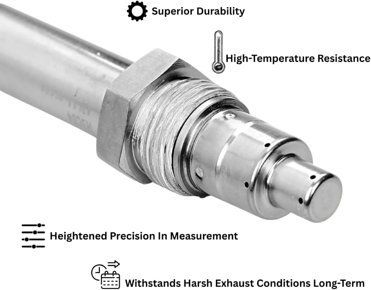 D2P Nitrogen Oxide (NOx) Sensor (Upstream / Inlet) for CUMMINS | Freightliner | Western Star | International / Kenworth | Peterbilt | Volvo | Pierce Mfg. Inc. | OEM Quality Replacement | Part No: 5WK96740B