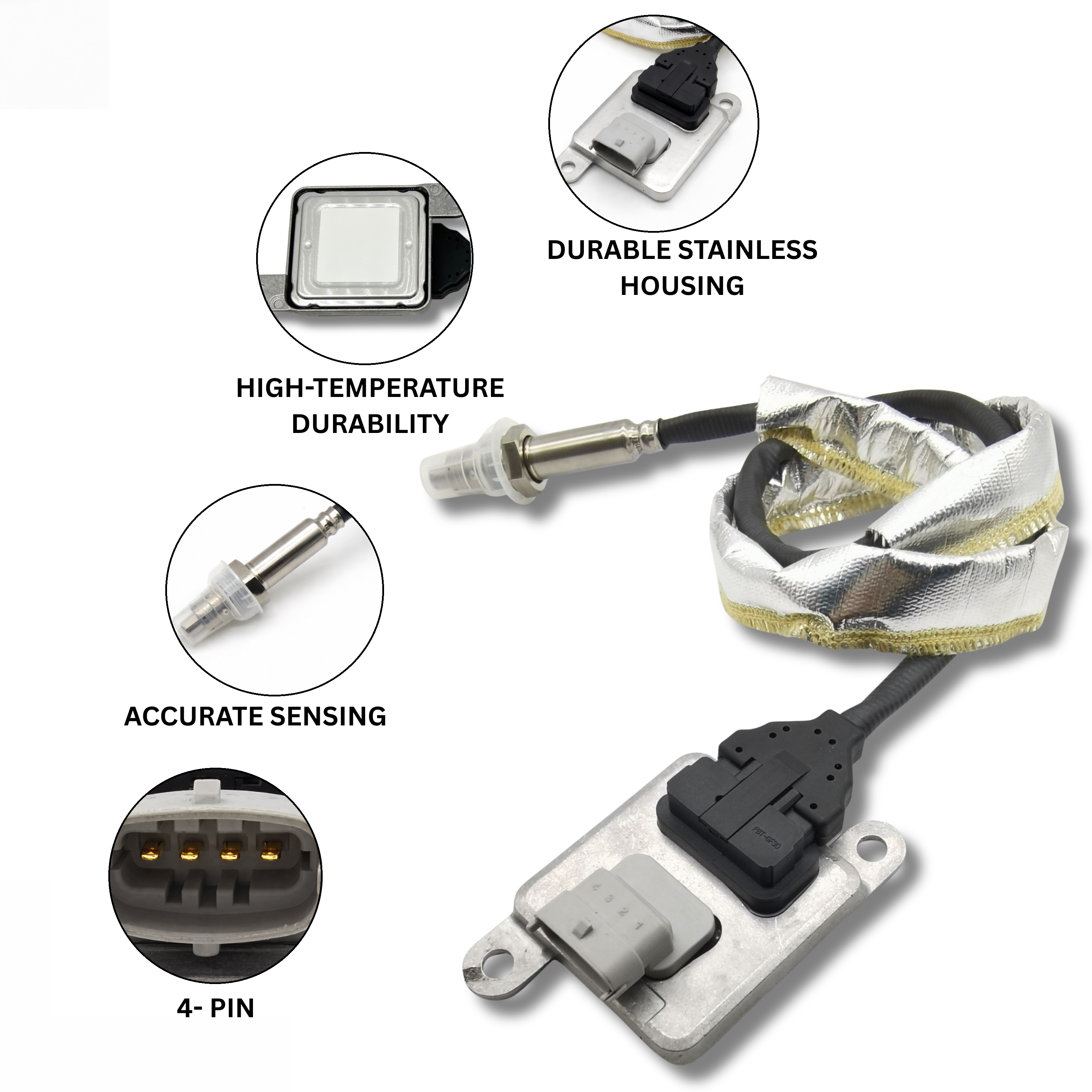 Outlet Nitrogen Oxide Sensor (NOx Sensor), Compatible with Cummins ISB 6.7L 12 V | OEM Replacement - 2894945, 5WK96692A, 2894945