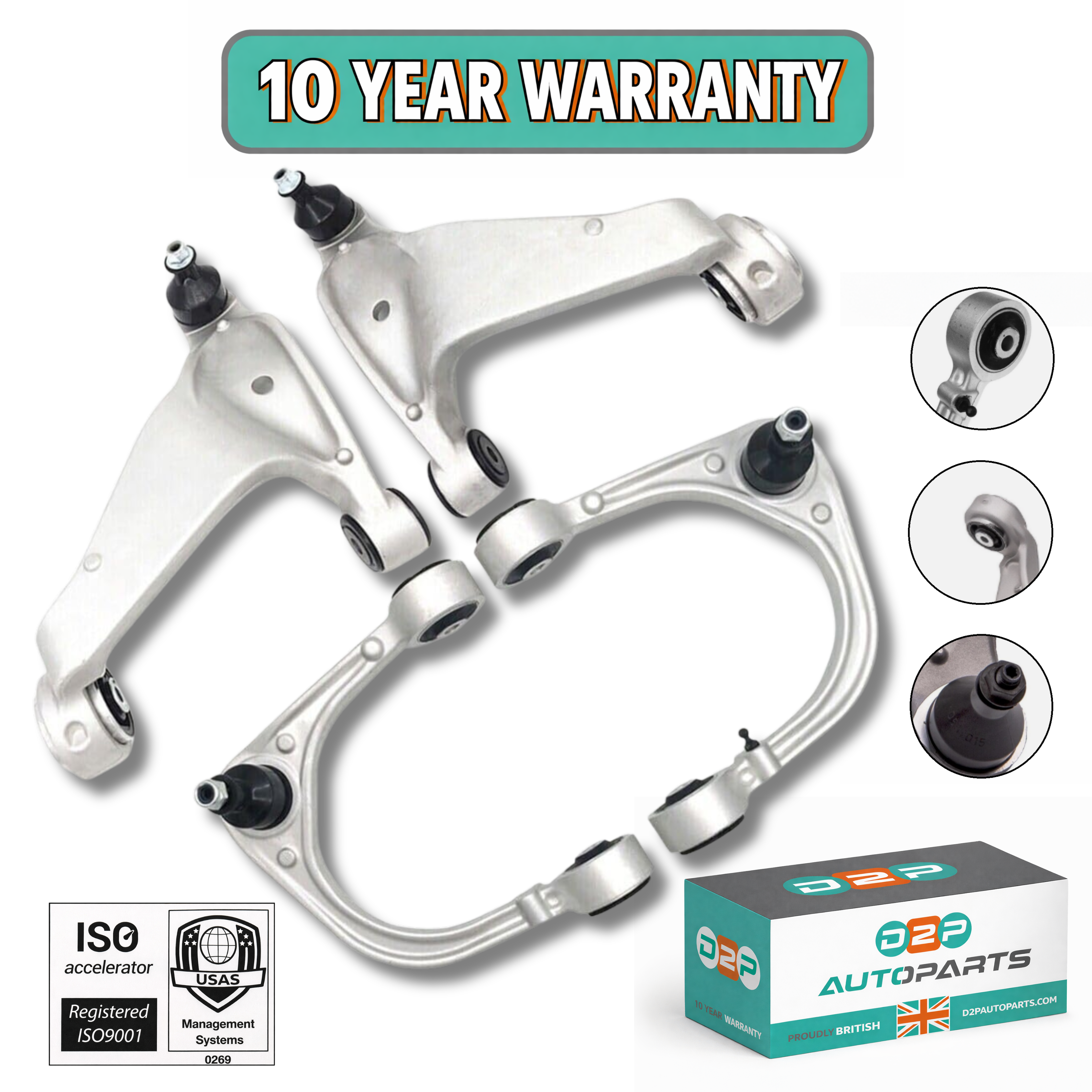 D2P Front Upper Control Arm & Ball Joint for 2008-2015 Cadillac CTS | OEM Quality | Replaces 20804093, 20804094, MS501219