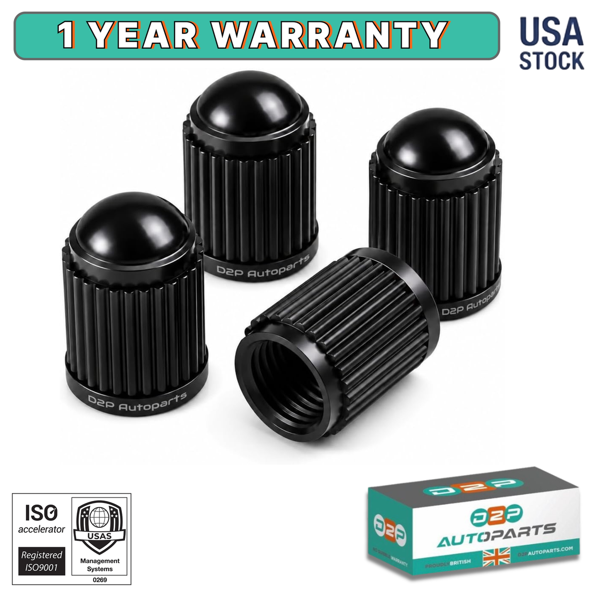 D2P Universal Tire Valve Stem Caps, Pack of 20 for All Vehicles