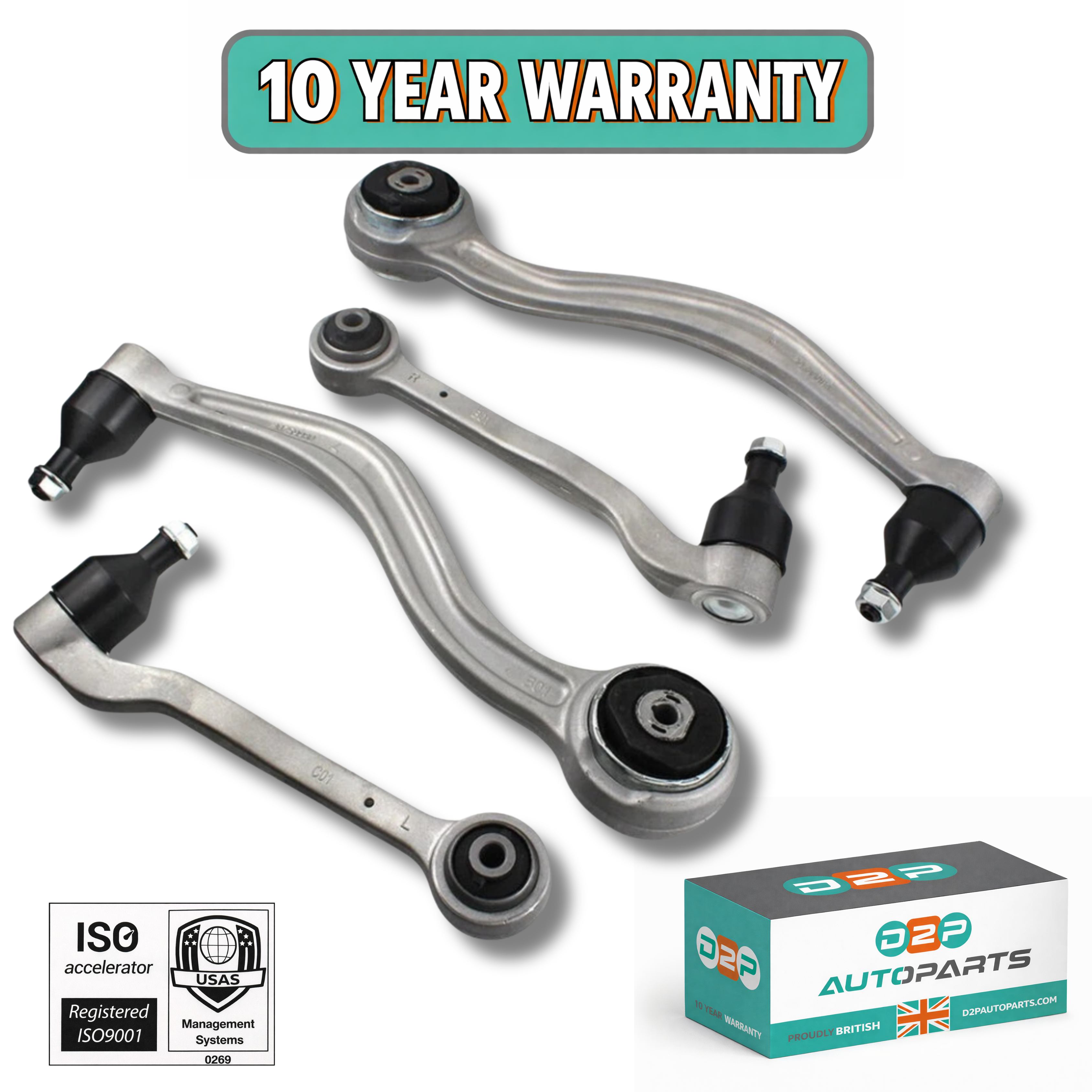 D2P Front Lower Forward & Rearward Control Arm With Ball Joint For Cadillac ATS MS501278, MS501277, MS501281, MS501282