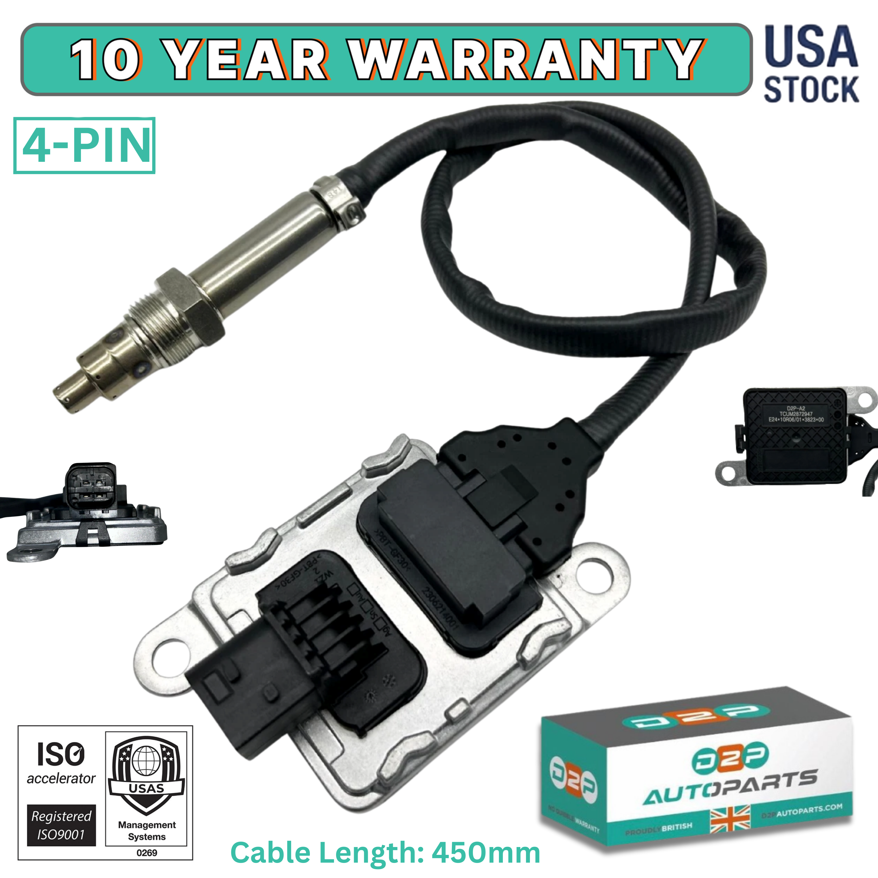 NOx Sensor Nitrogen Oxide Sensor 4326869 for Cummins 6.7L Paccar MX13 2013-2022 4326869RX 5WK9 6753 2872947