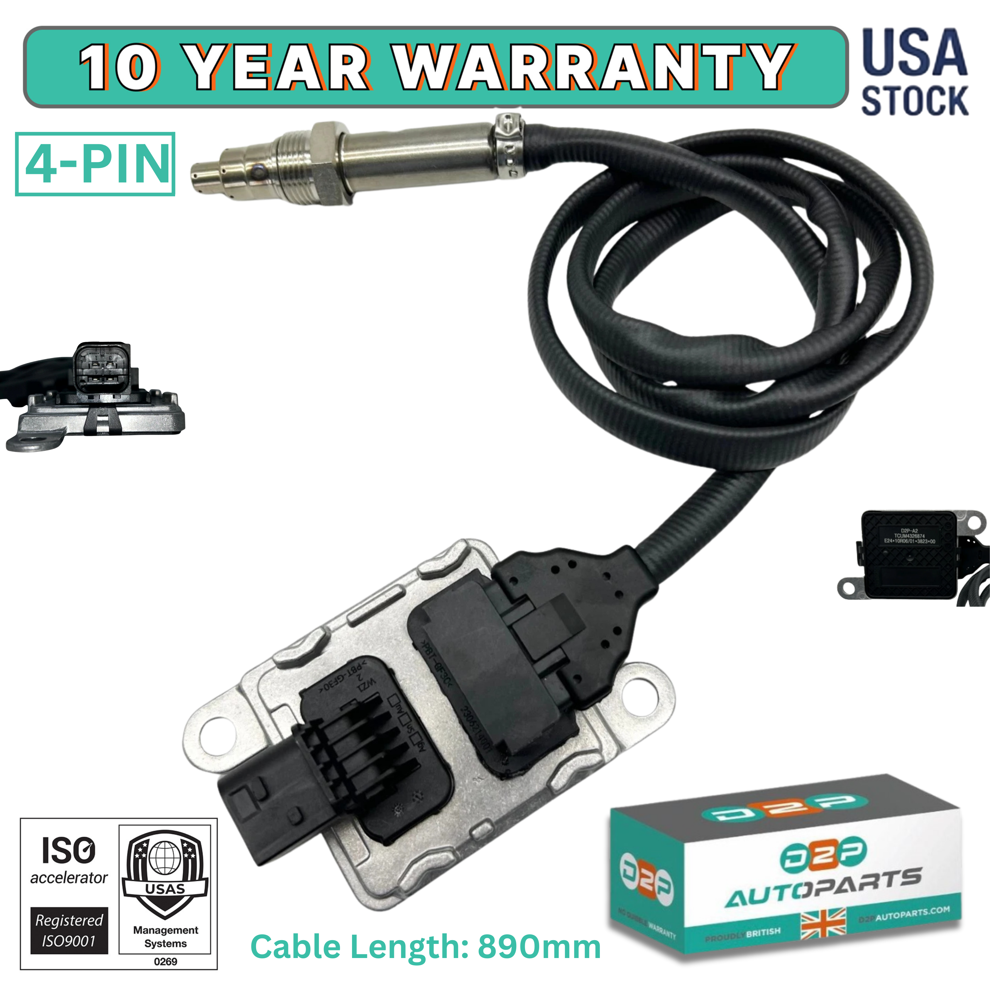 NOx Sensor Outlet Compatible with Cummins ISX 5.9L 6.7L 11.9L 15L (2013-2020), Replace# 2872946 5WK96741B 2872946RX 4326874 4326874RX