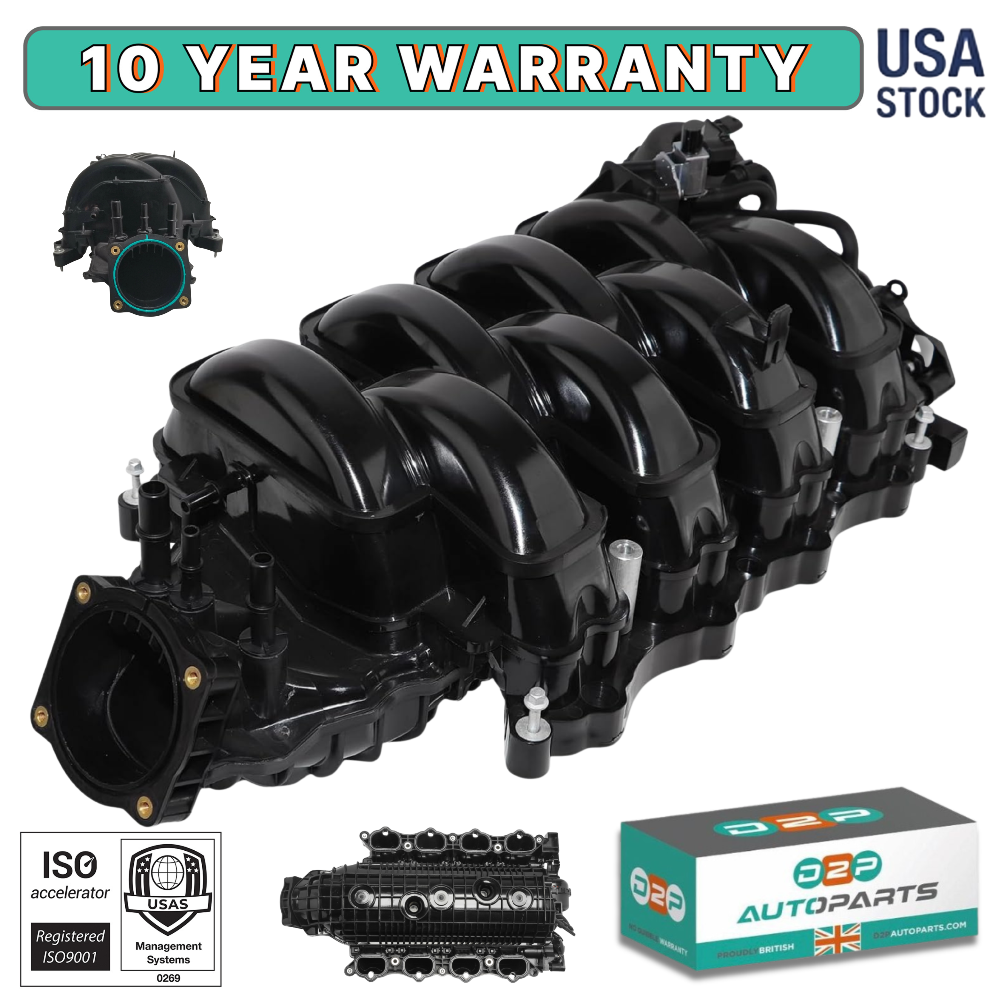 D2P Engine Intake Manifold Compatible with 2018-2020 Ford F-150 5.0L V8 Flex Gen 3 | OEM Replacement JL3Z-9424-C