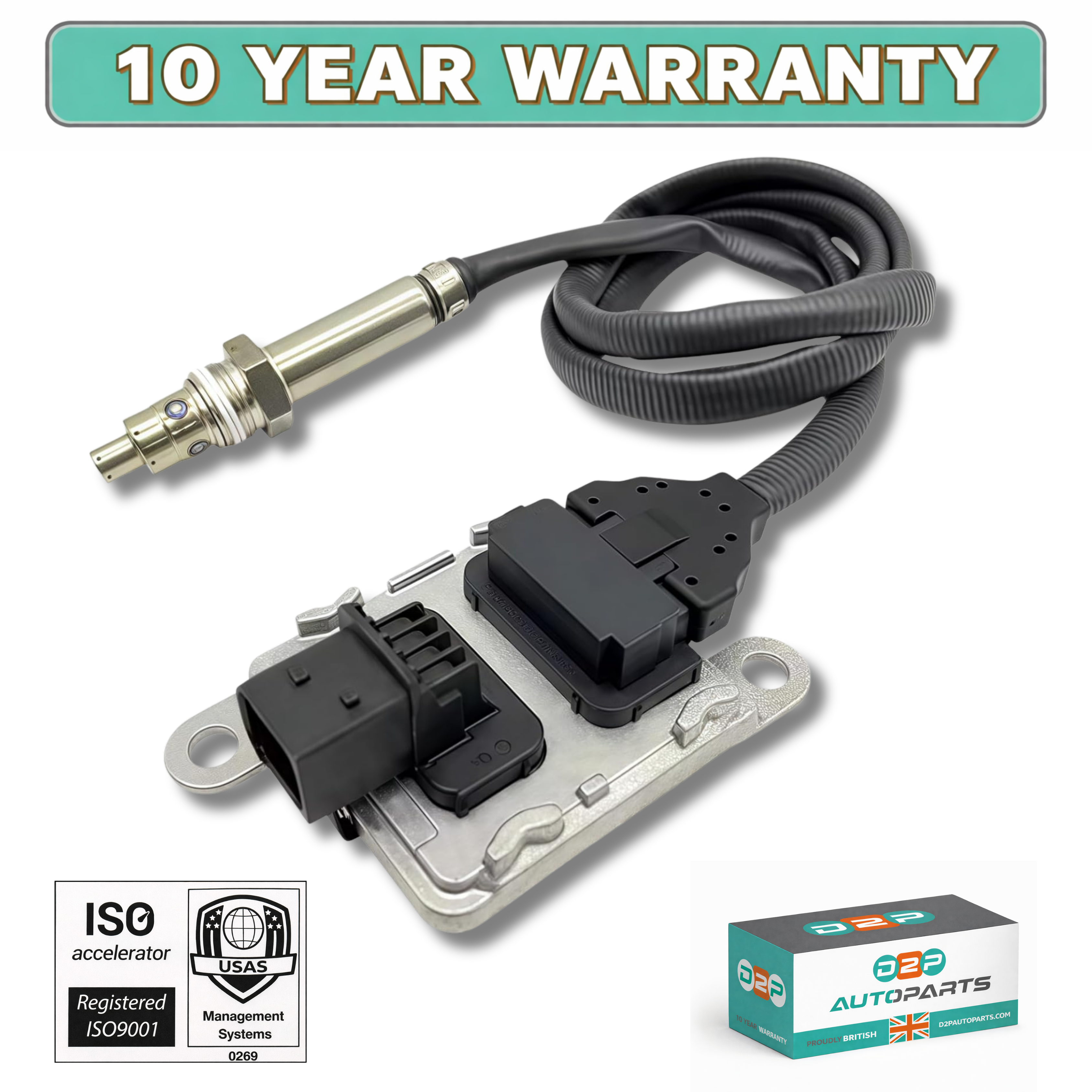NOx Sensor Upstream Inlet Nitrogen Oxide Sensor for Detroit DD13 DD15 DD16 Engine, for Freightliner Cascadia 2012-2022, for 2016-2022 Western Star 5700XE 0101532228 A0101532228 5WK97338A