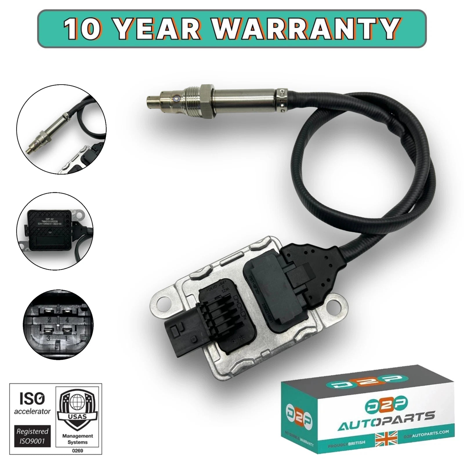 NOx Sensor Upstream Inlet Nitrogen Oxide Sensor for Detroit DD13 DD15 DD16 Engine, for Freightliner Cascadia 2012-2022, for 2016-2022 Western Star 5700XE 0101532228 A0101532228 5WK97338A