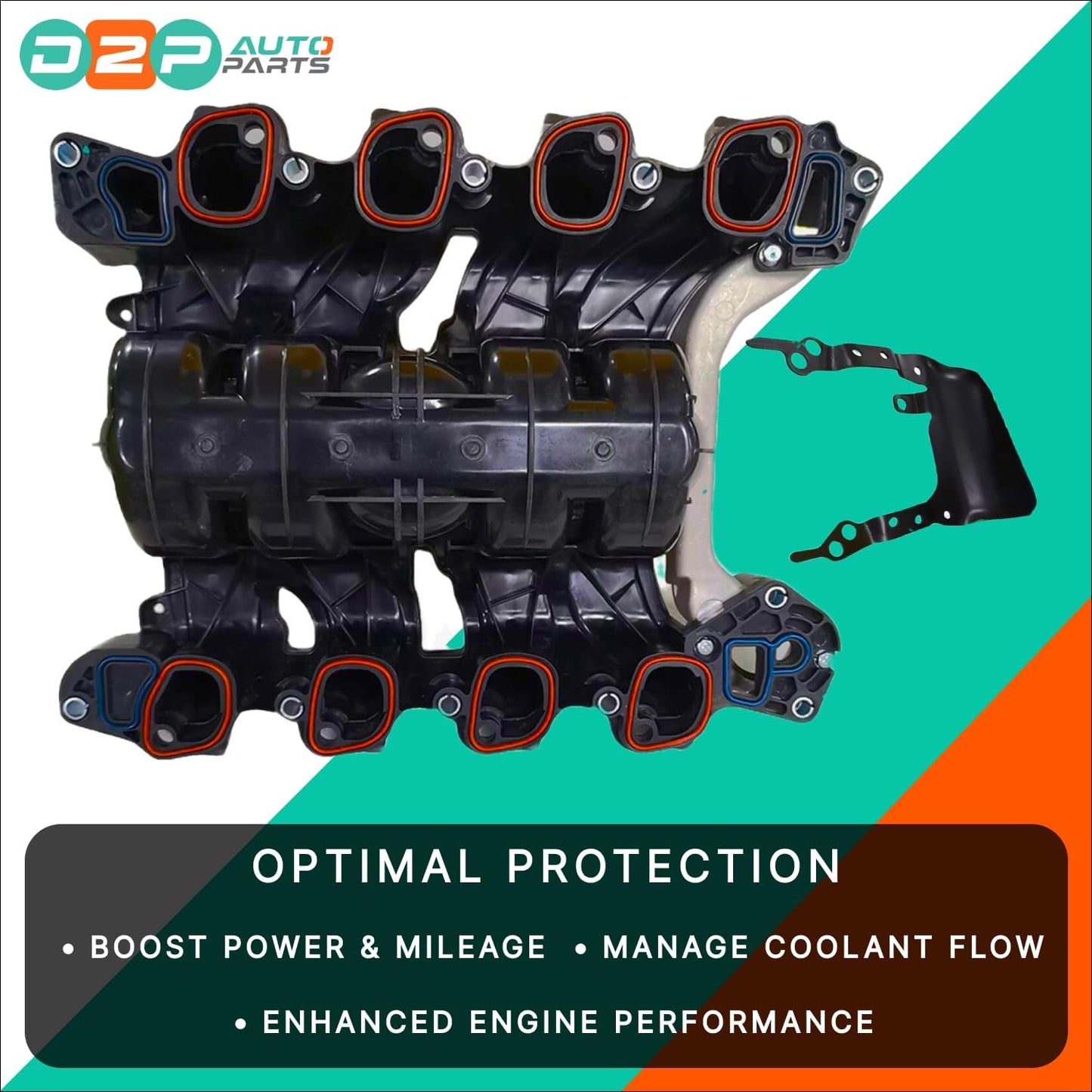D2P Front Upper Engine Intake Manifold Kit Replacement | Compatible With 11-14 Ford E-150 - V8 4.6L, 11-14 E-250 - V8 4.6L, 09-10 F-150 - V8 4.6L, 09-10 Lobo - V8 4.6L | 9L3Z9424E