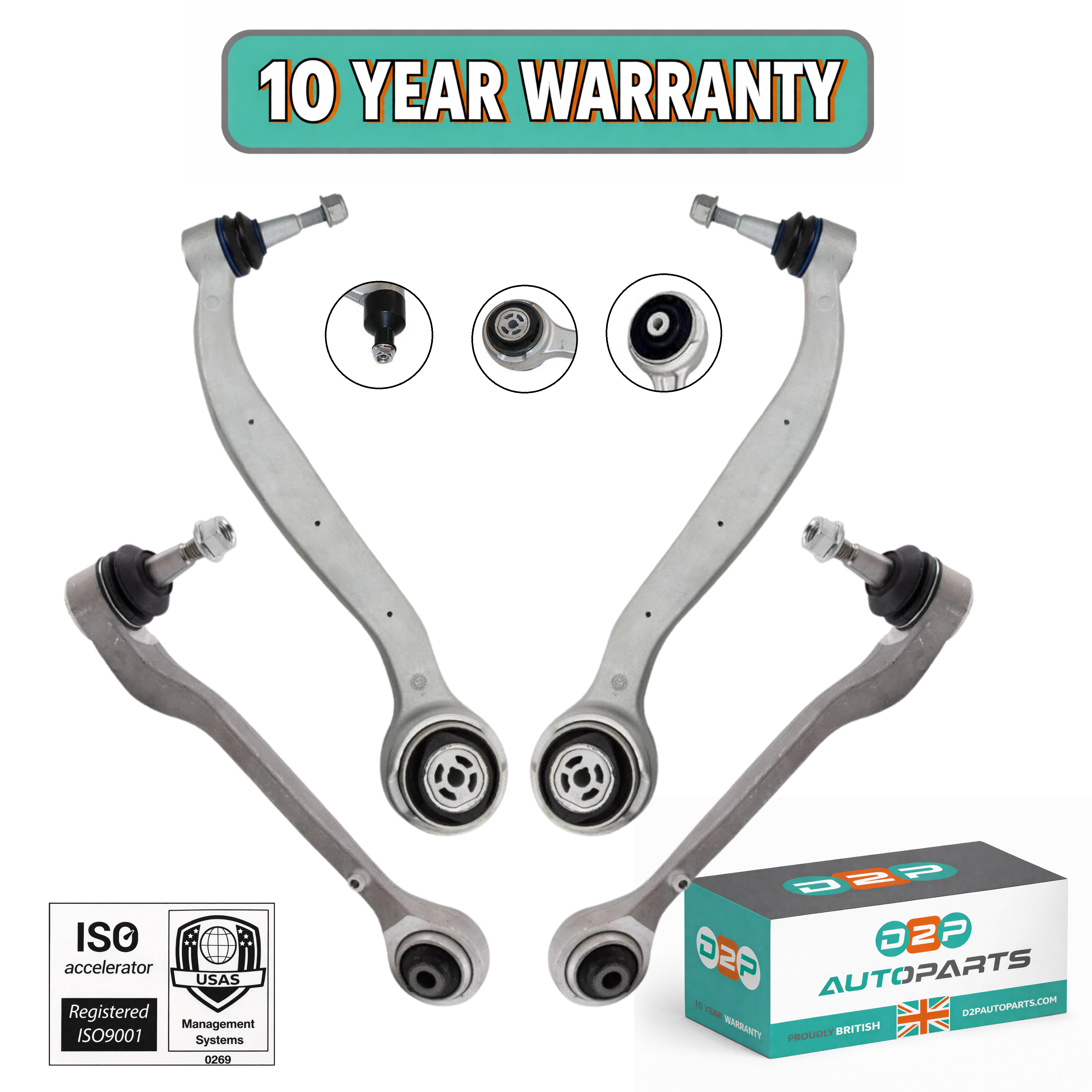 D2P Front Lower Control Arm Set with Ball Joint OEM QUALITY | Compatible with (2016–2021) Chevrolet Camaro | Replaces 23317433, 84012305, 84012306, 84012306, 84012305