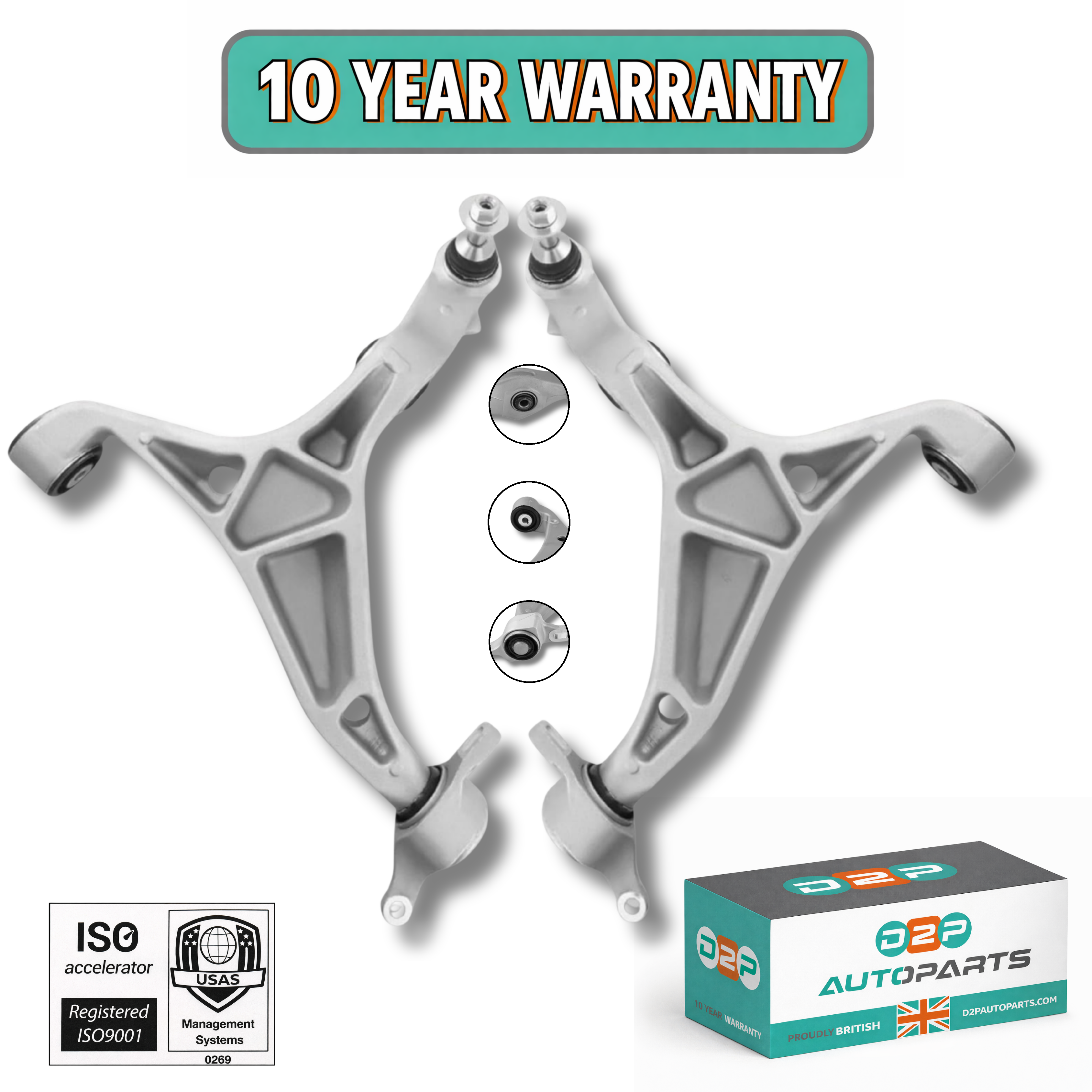 D2P Front Lower Control Arm & Ball Joint for Dodge Durango (2016-2022) & Jeep Grand Cherokee (2016-2020) | OEM Quality Replacement 4877660AB