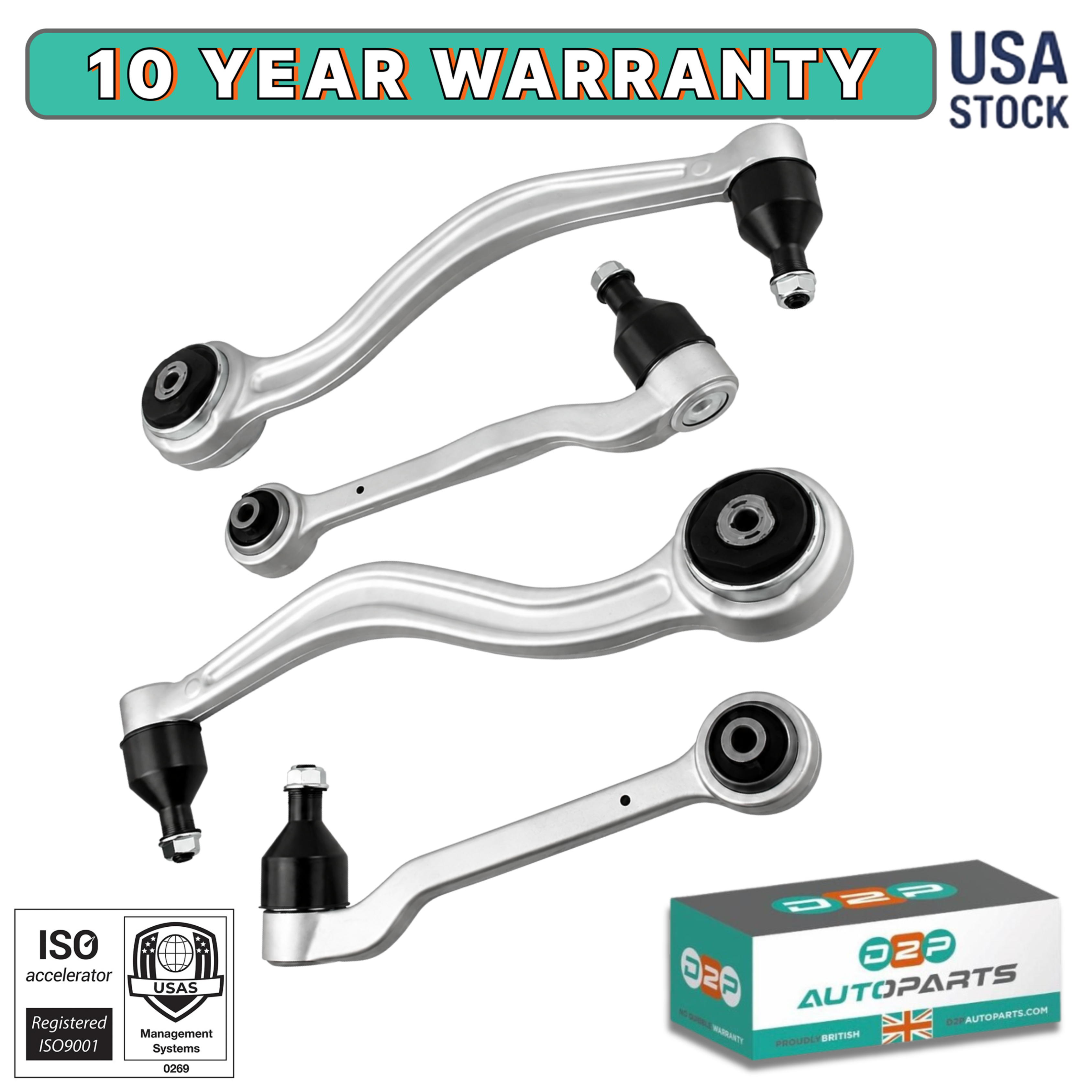 D2P Front Lower Forward & Rearward Control Arm With Ball Joint For Cadillac ATS MS501278, MS501277, MS501281, MS501282