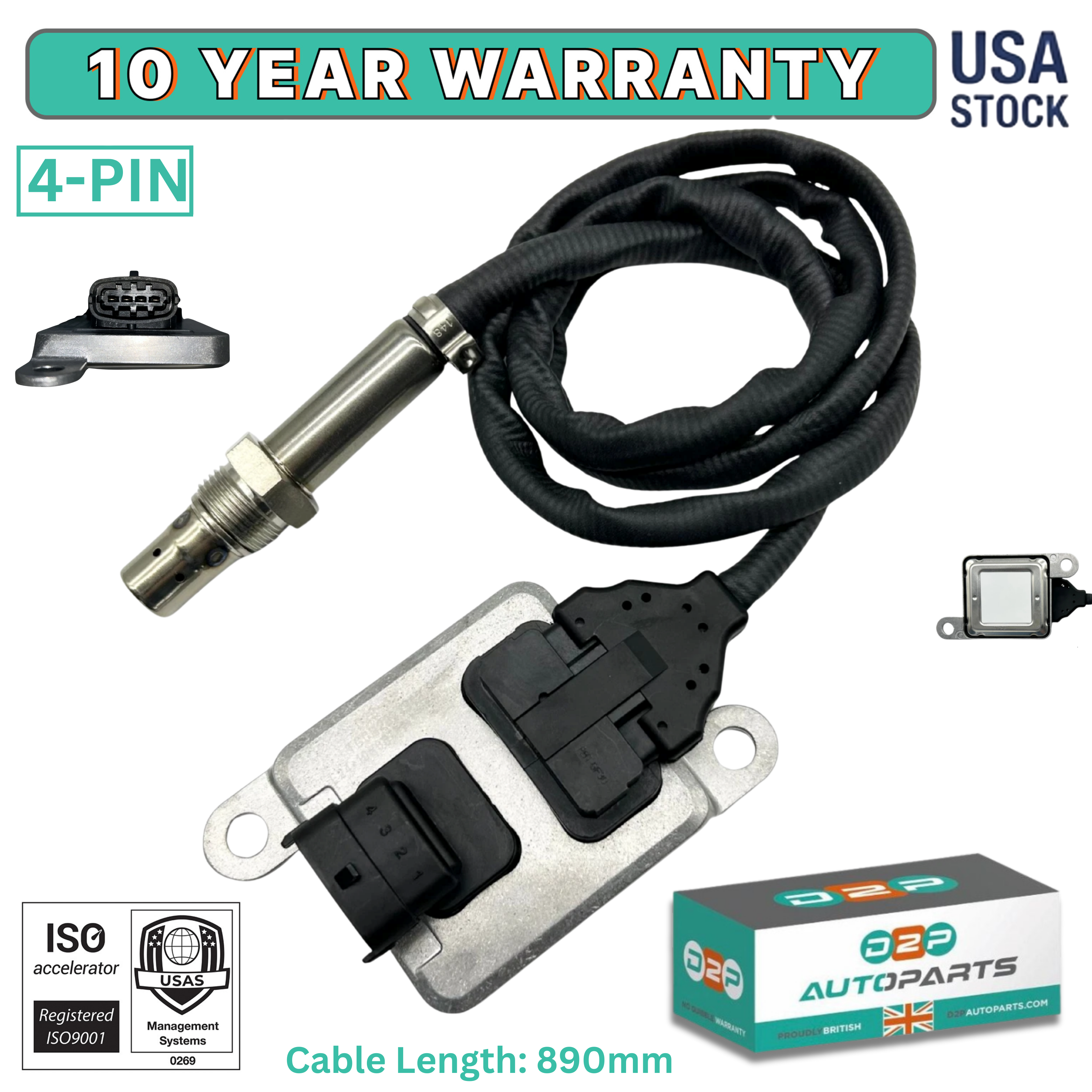 Outlet NOx Sensor Nitrogen Oxide Sensor Fits for Cummins ISB ISX 5WK9 6672A 4984912 2871974 2894943RX