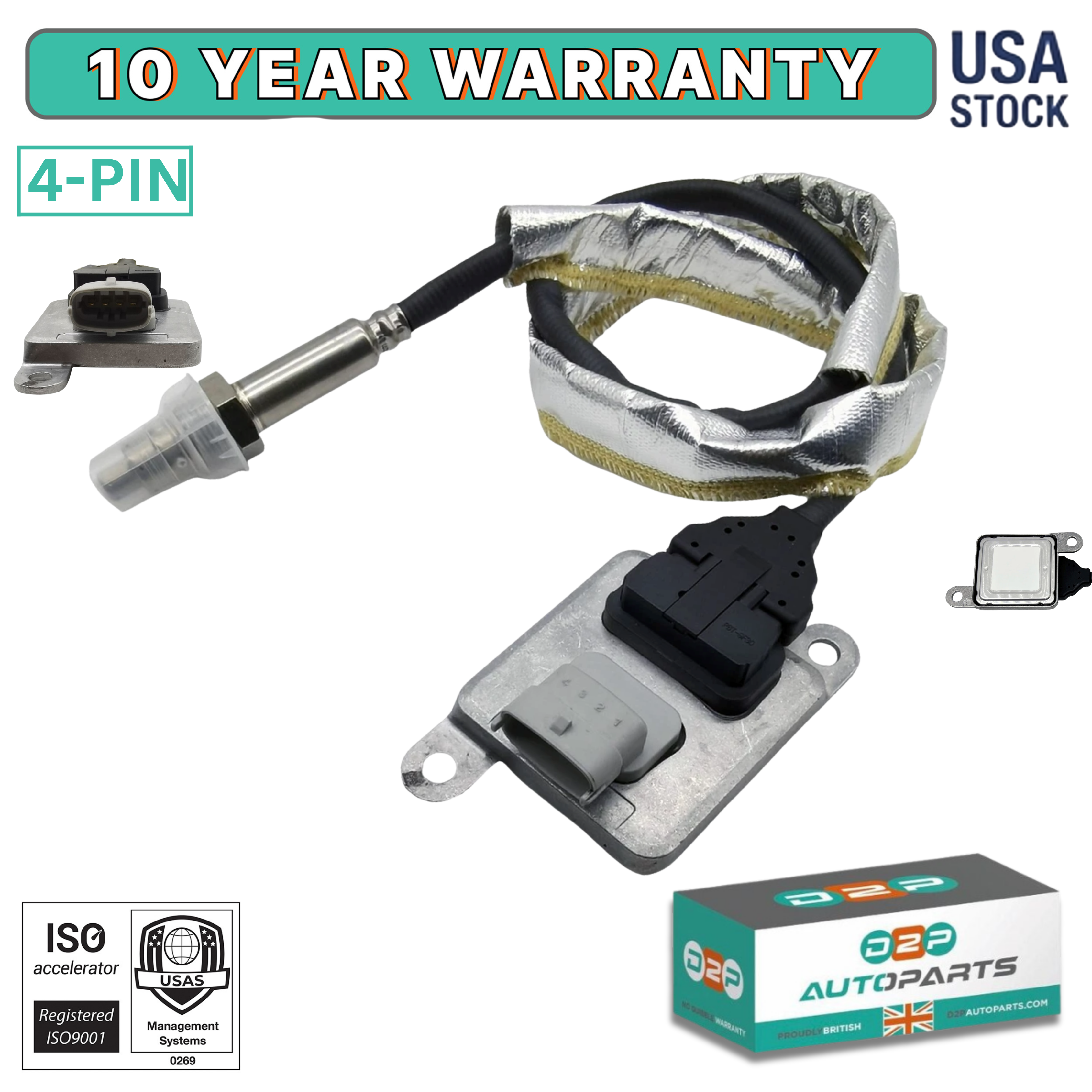 Outlet Nitrogen Oxide Sensor (NOx Sensor), Compatible with Cummins ISB 6.7L 12 V | OEM Replacement - 2894945, 5WK96692A, 2894945