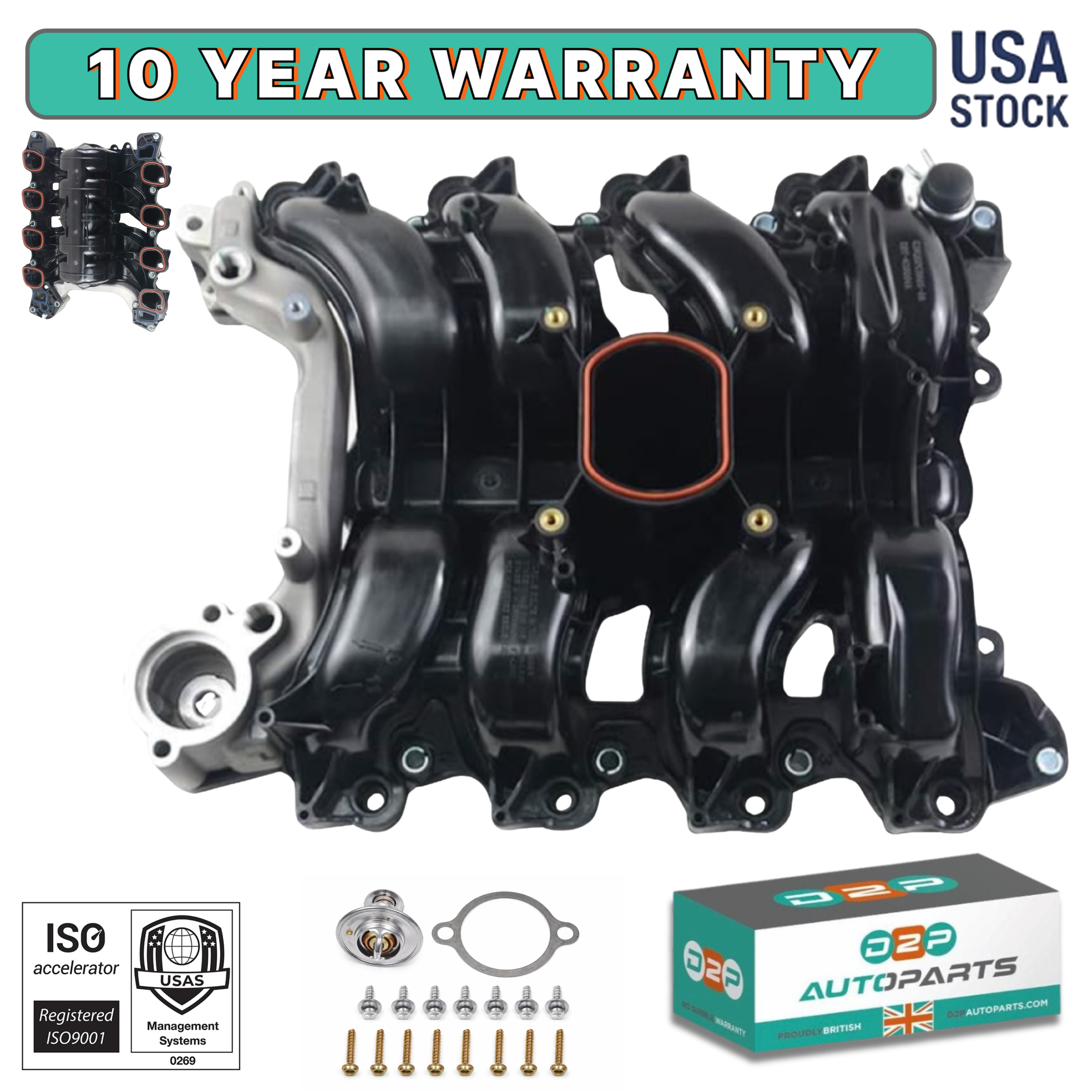 Upper Front Intake Manifold Replacement | Compatible With 96-00 Ford Crown Victoria V8 4.6l, 96-98 Mustang - V8 4.6l, 96-00 Lincoln Town Car - V8 4.6l | 9424-AA