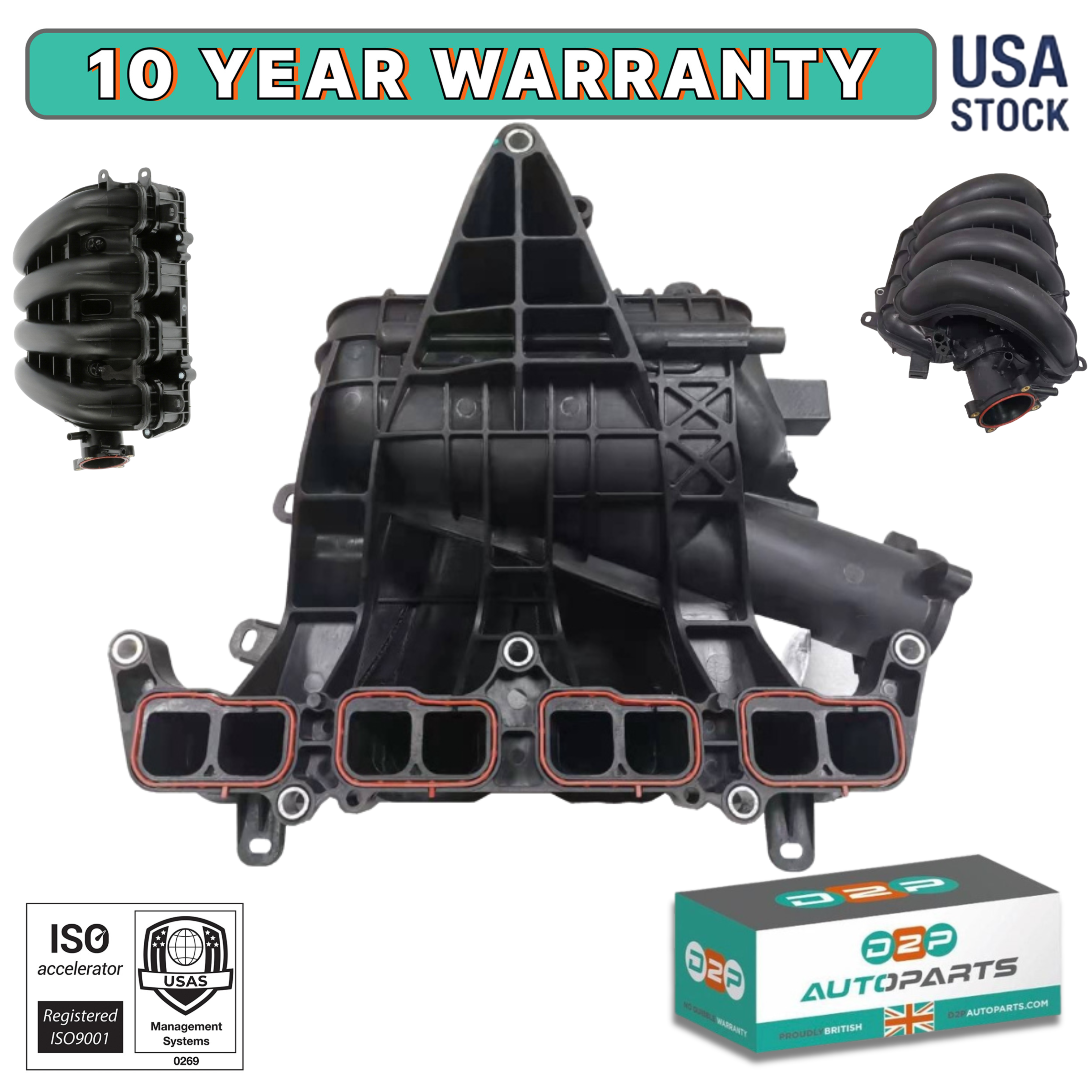 D2P Engine Intake Manifold Replacement Upper Front Compatible with 2014-2020 Mazda 3, Mazda 6 L4 2.5l Replaces PY0113100A