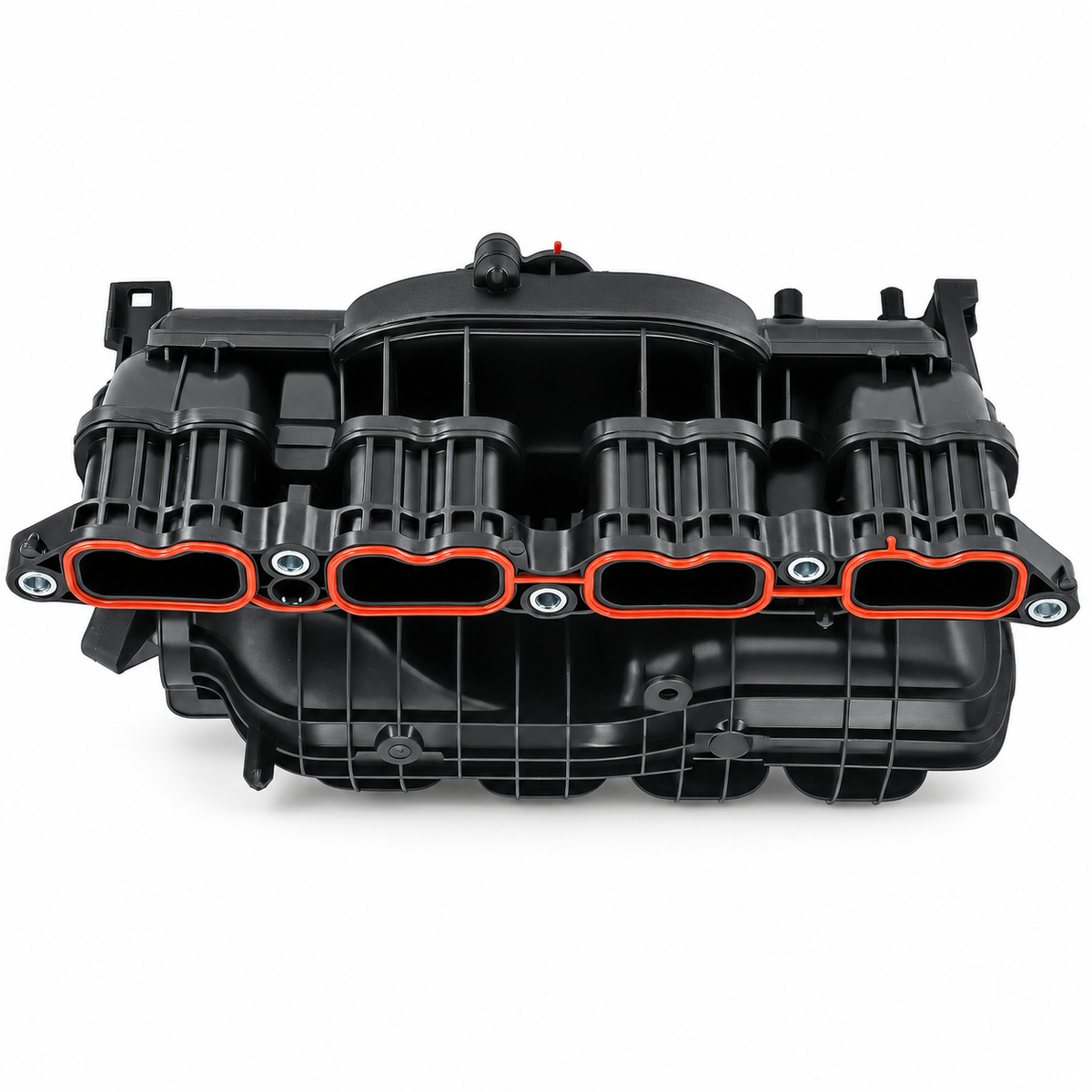 Cylinder head side of 17120-F0020 replacement intake manifold showing four ports with gasket, Toyota 2.5L hybrid
