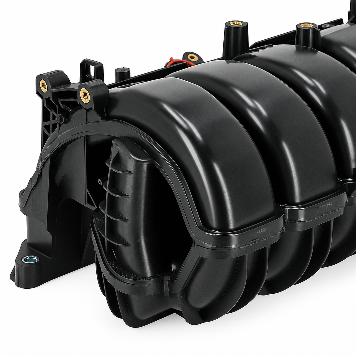 End view of D2P intake manifold runners and mounting bosses, fits Toyota 2.5L hybrid, OE 17120-F0020