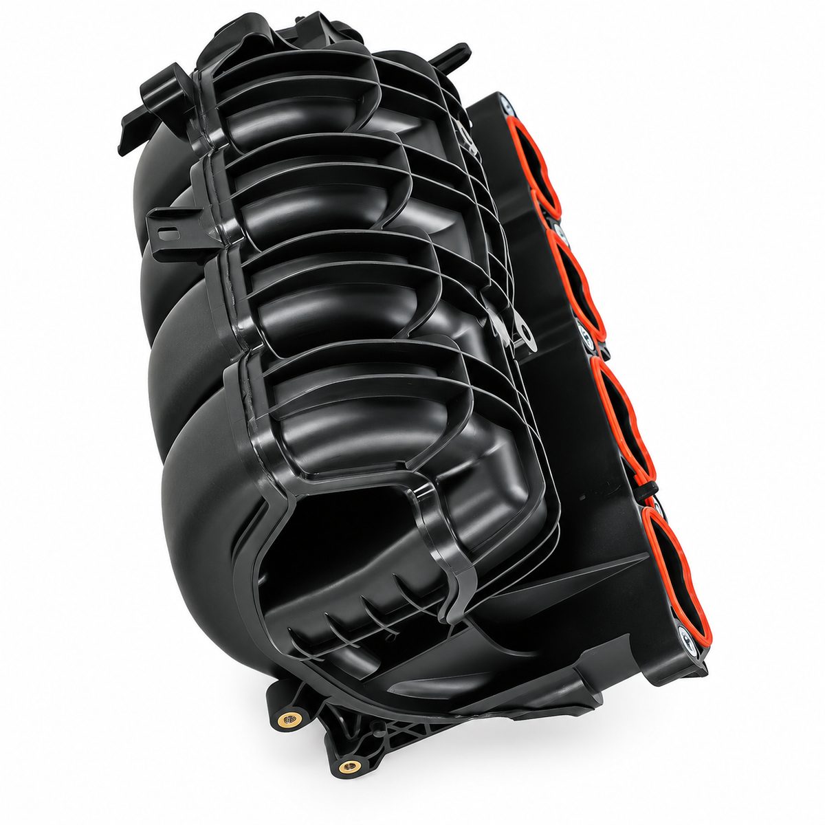 Angled rear view of intake manifold with port gaskets, replacement for Toyota 17120-25020 / 17120-F0020